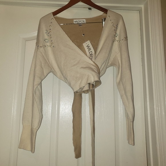 NWT! Wildfox Wilder Pearl Sz. L Cream Sweater - Picture 6 of 6